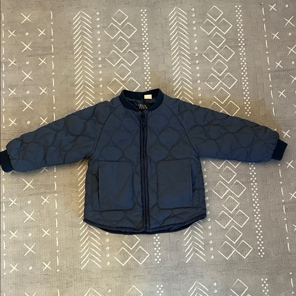 Zara Kids Blue light puffer bomber jacket